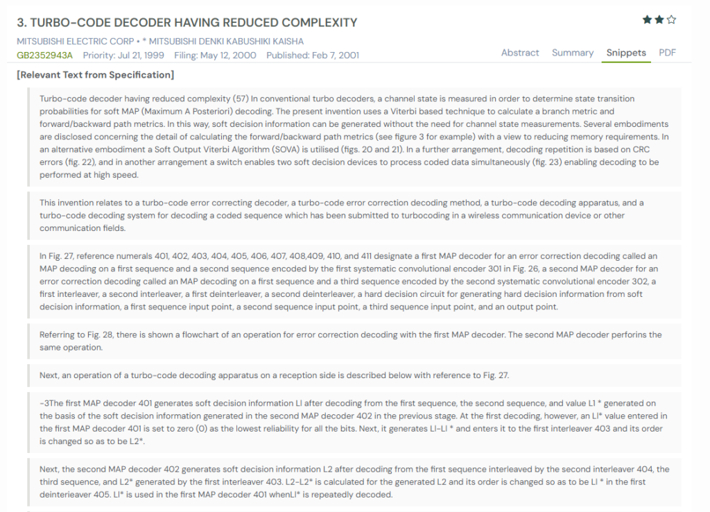 turbo code decoding patent