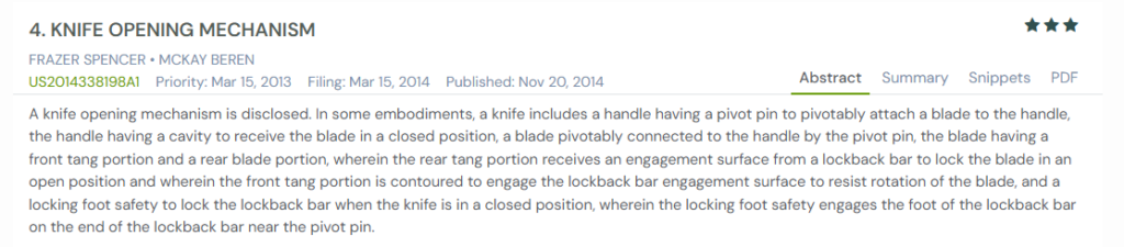 GPS snapshot showing abstract from US4703560A