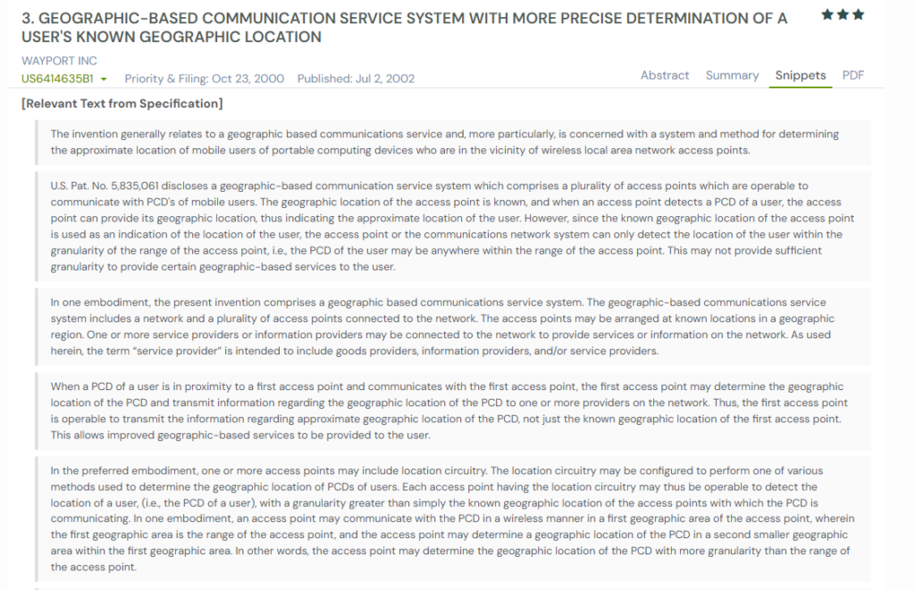 GPS snapshot showing mapping with US6414635B1