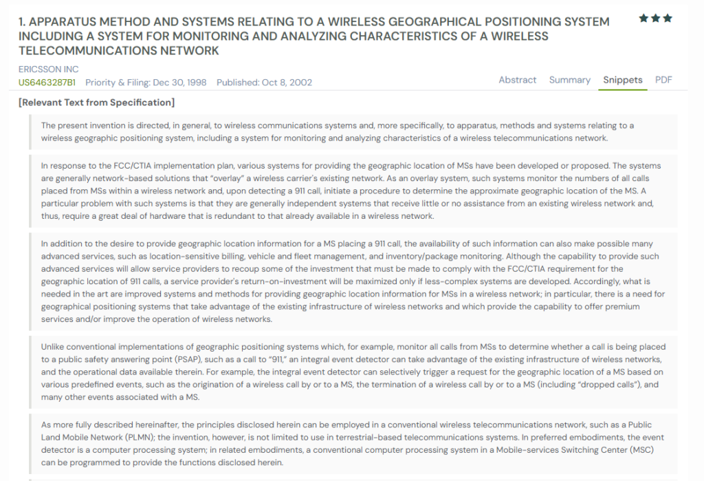 GPS snapshot showing mapping with US6463287B1