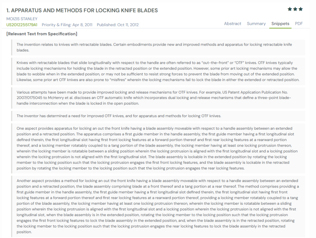 GPS snapshot showing snippet from US2012255179A1