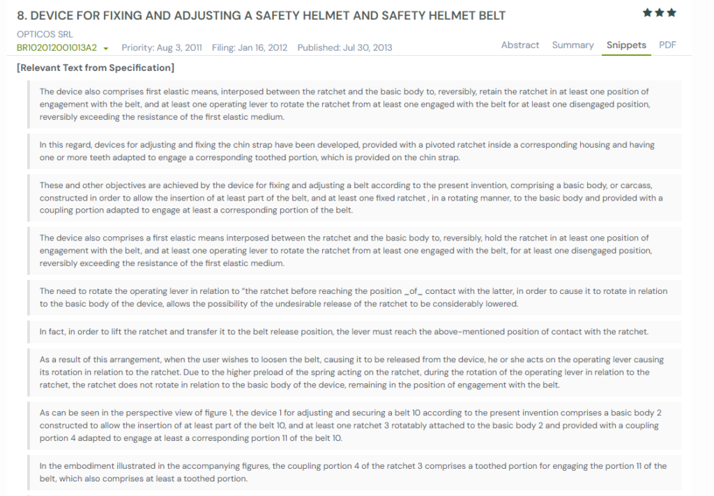 GPS snapshot of BR102012001013A2 snippets