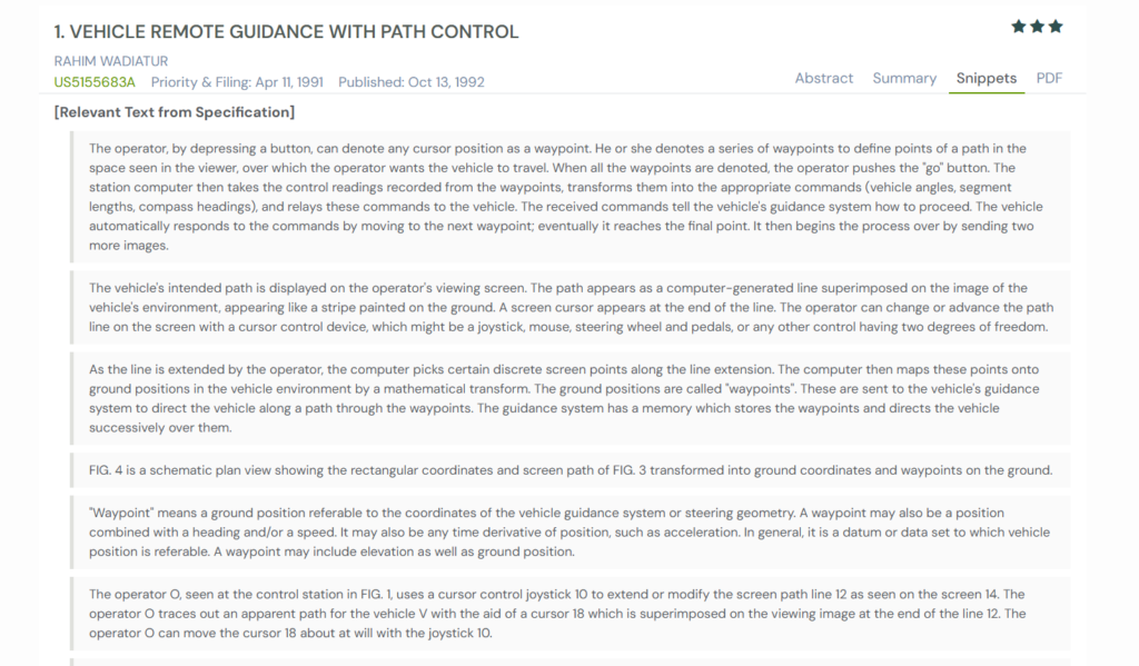 GPS snapshot of US5155683A snippets