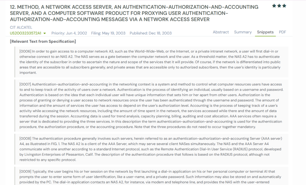 GPS snapshot of relevant text from US2003233572A1