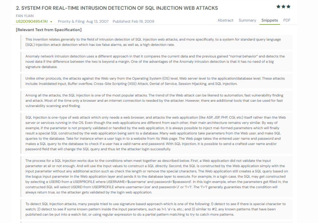 GPS snapshot of US2009049547A1 Snippets