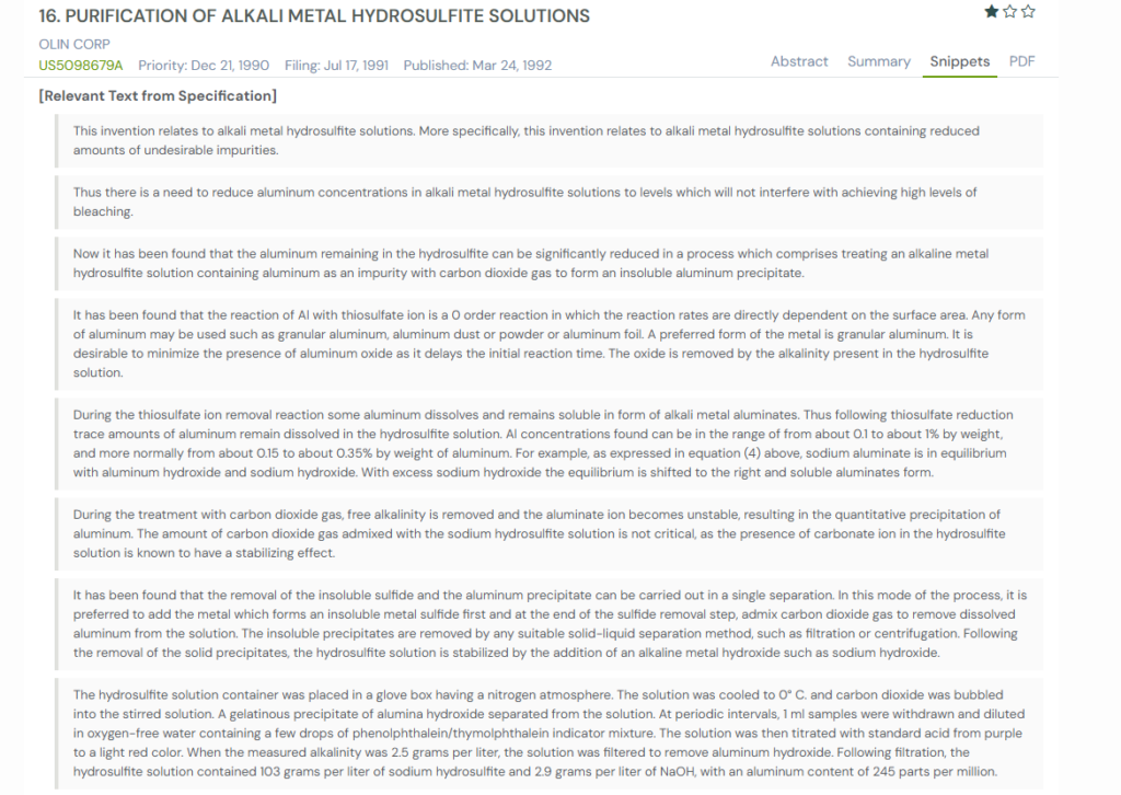 GPS snapshot of US5098679A snippets