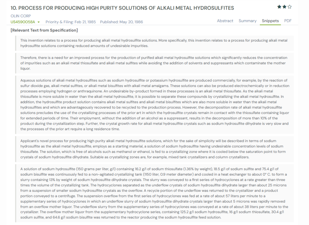 GPS snapshot of US4590058A snippets