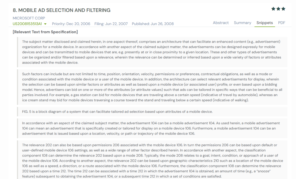 GPS snapshot of US2008153513A1 snippets