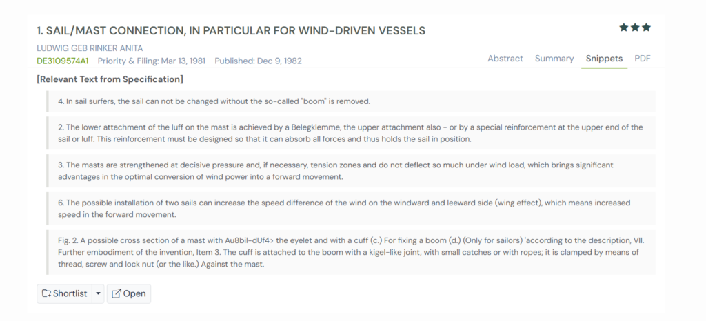 GPS snapshot of DE3109574A1 snippet