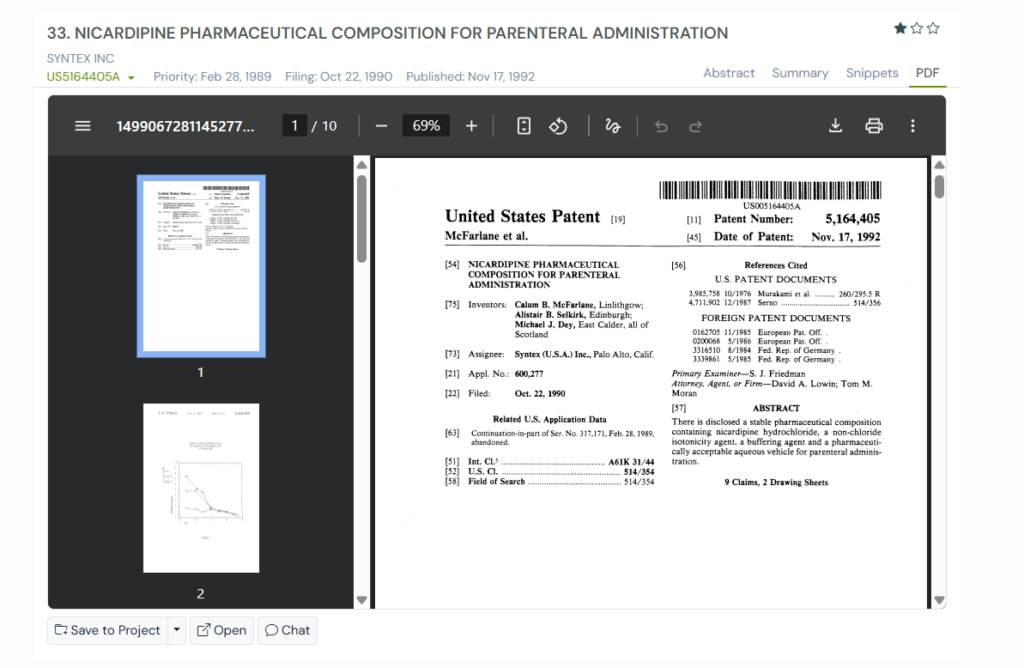 GPS snapshot of US5164405A PDF