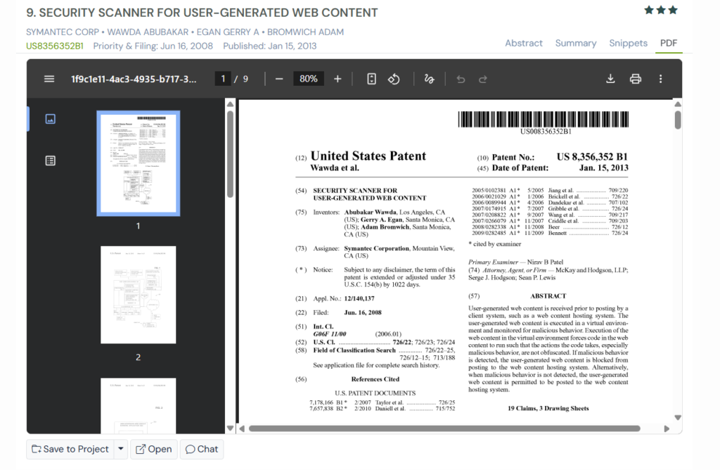GPS snapshot of US8356352B1 PDF
