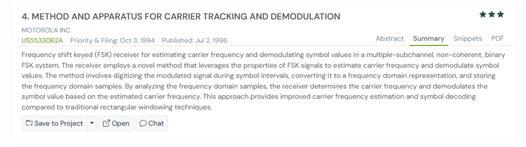 GPS snapshot of US5533062A summary
